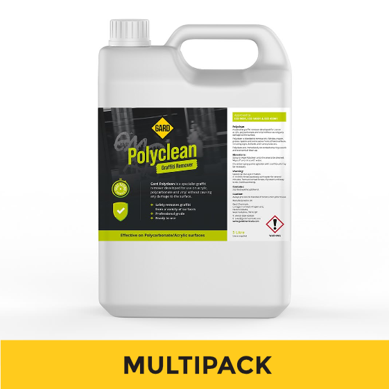 Polycarbonate/Acrylic Safe Graffiti Remover - Polyclean - 5L Multipack